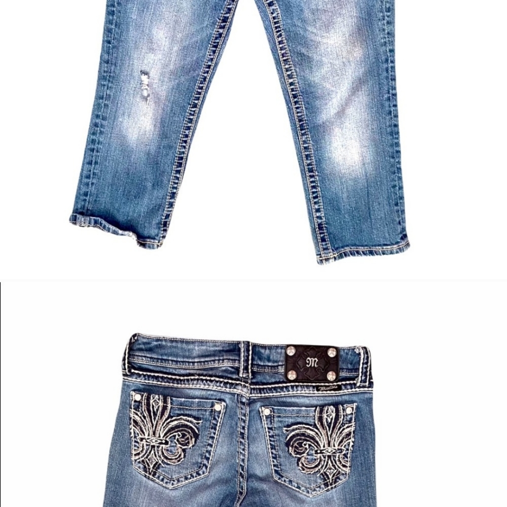 Miss me white wash low rise denim Capri pants 29 - Picture 3 of 5